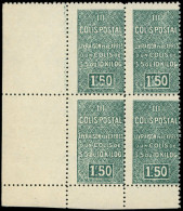 ** ALGERIE - Colis Postaux - 43Ba, Bloc De 4, Sans Surcharge, Cdf: 1.50f. Vert - Paquetes Postales