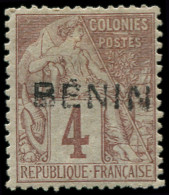 * BENIN - Poste - 3, Signé Brun: 4c. Lilas-brun S. Gris - Ungebraucht