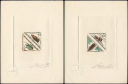 EPA CENTRAFRICAINE - Taxe - 1/12, Exceptionnelle Série De 6 épreuves D'artiste Doubles, Toutes Polychromes Signées: Inse - Zentralafrik. Republik