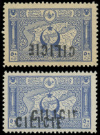* CILICIE - Poste - 23a + 23c, Surcharge Renversée + Double Surcharge: 50pa. Outremer - Unused Stamps