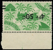 ** COTE DES SOMALIS - Poste - 260a, Surcharge Renversée, Barres à Cheval: 4.50f. S. 25c. Vert-jaune - Unused Stamps