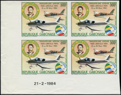 ** GABON - Poste Aérienne - 262, Bloc De 4 Non Dentelé, Cd 21/2/84: 500f. Transafricaine Avion - Otros & Sin Clasificación