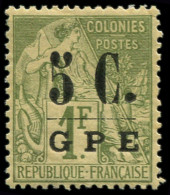 * GUADELOUPE - Poste - 11b, Filet Mince Entre "5c." Et "GPE": 5c. S. 1f. Olive - Unused Stamps