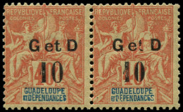 ** GUADELOUPE - Poste - 46, Paire, Type III, Normal *, Un Exemplaire "T" étroit: 10/40 (Maury) - Sonstige & Ohne Zuordnung