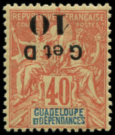 * GUADELOUPE - Poste - 46b, Surch. Renversée: 10c. S. 40c. Rouge-orange - Unused Stamps