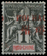 * HOI-HAO - Poste - 1, Surcharge à Cheval: 1c. Noir S. Azuré - Unused Stamps