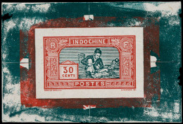 EPA INDOCHINE - Poste - 142, épreuve Bicolore En Rouge Et Vert-bleu: 30c. Sculpteur - Otros & Sin Clasificación