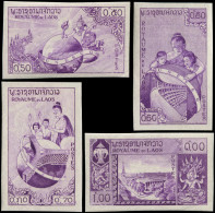 ** LAOS - Poste - 51/54, 4 Essais De Couleurs En Violet: UNESCO Paris 1958 - Laos