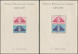 (*) LEVANT FRANCAIS - Blocs Feuillets - 1A/B, Dentelé + Non Dentelé: Forces Françaises Libres - Ungebraucht