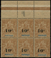 ** MARTINIQUE - Poste - 52, Bloc De 6, Type I, Un Exemplaire Type II: 10/30c. Brun (Maury) - Autres & Non Classés