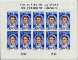 ** NIGER - Poste - 157, Feuillet Complet De 10, Non Dentelé: 50f. Lincoln - Other & Unclassified