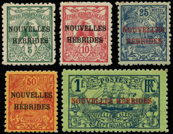 ** NOUVELLES-HEBRIDES - Poste - 1/5, Dentelés 11 (2 Exemplaires *, Rousseurs Habituelles), Complet - Rare - - Other & Unclassified