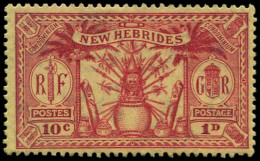 * NOUVELLES-HEBRIDES - Poste - 92, Couleur Non émise Rouge Sur Jaune (couleur Du N° 85), Gommé: 10c-1p. New Hebrides - Other & Unclassified