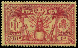 * NOUVELLES-HEBRIDES - Poste - 92, Couleur Non émise Rouge Sur Jaune (couleur Du N° 85), Gommé: 10c-1p. New Hebrides - Autres & Non Classés