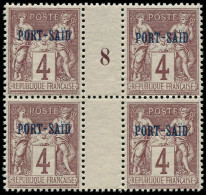 ** PORT-SAID - Poste - 4, Bloc De 4, Millésime "8": 4c. Lilas-brun - Ungebraucht