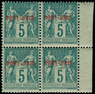 ** PORT-SAID - Poste - 6A, Bloc De 4, Bdf, émission Provisoire Du 17 Au 24/11/99, Signé Calves: 5c. Vert Type II - Unused Stamps
