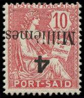 * PORT-SAID - Poste - 37a, Surch. Renversée: 4m. S. 10c. Rose - Unused Stamps