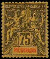 * REUNION - Poste - 43a, Double Légende "Réunion": 75c. Groupe - Autres & Non Classés