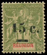 ** REUNION - Poste - 55A, "1" Plus Petit: 15c. S. 1f. - Neufs