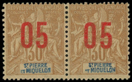 * SAINT PIERRE & MIQUELON - Poste - 99Aa, Paire Chiffres Espacés Tenant à Normal: 05 Sur 30c. Brun - Unused Stamps