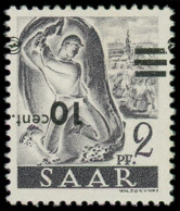 ** SARRE - Poste - 216d, Surcharge Renversée, Signé Reine: 10c. Sur 2pf. Gris - Unused Stamps