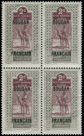 ** SOUDAN FRANCAIS - Poste - 21, Bloc De 4, Surcharge Déplacée Vers Le Bas: 2c. Gris-noir Et Brun-lilas - Unused Stamps