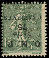 * SYRIE - Poste - 59a, Surcharge Renversée: 75c. Sur 15c. Vert-olive - Unused Stamps