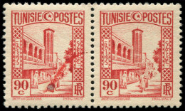 ** TUNISIE - Poste - 173, En Paire Dont 1 Ex. Défaut D'essuyage: 90c. Rouge - Unused Stamps