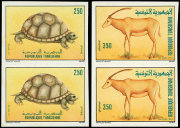 ** TUNISIE - Poste - 1131/32, 2 Paires Non Dentelées: Tortue Et Antilope Aryx - Autres & Non Classés