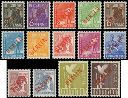 ** ALLEMAGNE BERLIN - Poste - 1/18, Surcharge Rouge, Complet, 14 Valeurs Dont 10 + 17/18 Signés Brun - Unused Stamps