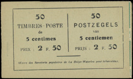 ** BELGIQUE - Carnets - COB A13b (1), Carnet Complet: Oeuvres Des Sanatoria Populaire - 1907-1941 Old [A]