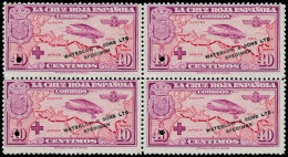 (*) ESPAGNE - Poste Aérienne - 13, Non émis, Lilas Et Carmin, Bloc De 4 Surchargé "spécimen Waterlow": 40c. Croix-Rouge - Otros & Sin Clasificación