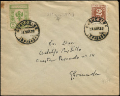 LET ESPAGNE GUERRE CIVILE NATION - Poste - Chauchina Ed. 11 + Pposte 577, Sur Enveloppe 22/9/37: 5c. Vert - Spanish Civil War Labels