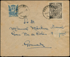 LET ESPAGNE GUERRE CIVILE NATION - Poste - Granada Ed. 212 + 36, Sur Enveloppe 24/4/38 - Spanish Civil War Labels