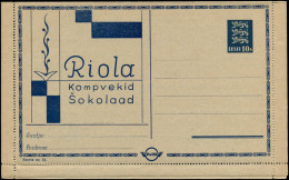 N ESTONIE - Entiers Publicités Multiples - Carte Lettre 10s. Bleu "Paro" (Série 24), Publicités Illustrées: Radio, Piano - Estonie