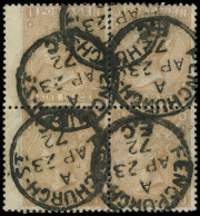 O GRANDE BRETAGNE - Poste - 35, Bloc De 4, Obl. 23/04/72 (1 Ex Déchirure En Angle): 9d. Jaune-bistre - Oblitérés