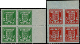 ** GB OCC.ALL.GUERNESEY - Poste - 4/5, Papier Azuré, 2 Blocs De 4, Bdf - Autres - Europe