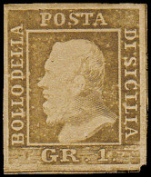 (*) ITALIE  2 SICILES - Poste - 19, TB (Ex. Vente Gilbert), Planche I, 17, 2ème état: 1gr. Olive (Sas. 3) - Sicilia