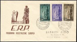 LET ITALIE - Poste - 539/41, Sur Enveloppe 1er Jour 30/5/49: Reconstruction De L'Europe (Sas. 601/3) - 1946-60: Marcofilia