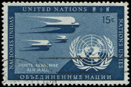 O NATIONS UNIES - Poste Aérienne - 3a, Bleu De Prusse, Signé Calves - Sonstige & Ohne Zuordnung