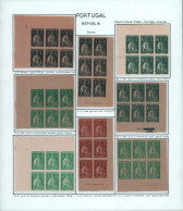 (*) PORTUGAL - Poste - Type Cérès, Collection De 377 Essais, La Plupart En Blocs De 6, Bdf Ou Cdf - Sonstige & Ohne Zuordnung