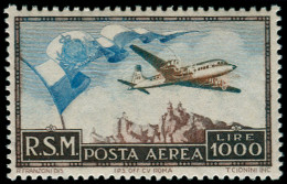 ** SAINT MARIN - Poste Aérienne - 88, 1000l. Brun Et Bleu Avion - Luftpost