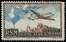 * SAINT MARIN - Poste Aérienne - 88, 1000l. Brun Et Bleu Avion - Otros & Sin Clasificación