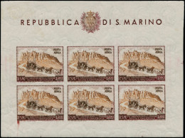 ** SAINT MARIN - Blocs Feuillets - 6, Non Dentelé (3 Exemplaires Connus): 75ème An. UPU (Sassone 10a) - RRR - - Other & Unclassified