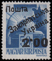 * UKRAINE SUBCARPATIQUE - Poste - Michel 56, Surcharge Noire (tirage 8): 2.00/50f. Bleu (Von Steiden) - RRR - - Ukraine U. Subkarpaten