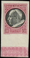 * VATICAN - Poste - 116, Non Dentelé, Bdf: 1.50l. Pie XII (Sas 95b) - Neufs