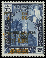 ** ADEN KATHIRI - Poste - Michel 69, Surcharge Rouge Renversée (une Feuille De 50 Existe): Jeux Olympiques De Berlin 193 - Aden (1854-1963)