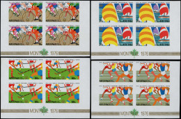 ** AITUTAKI - Poste - 172/75, Non Dentelés, Cdf (tirage 150), 4 Blocs De 4: J.O. De Montréal, Cyclisme - Aitutaki