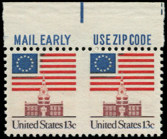 ** ETATS UNIS - Poste - 1076A, Paire Horizontale, Bdf (Zip), Non Dentelée Entre Verticalement: 13c. - Other & Unclassified