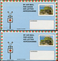 N GUYANE BRITANNIQUE - Entiers Postaux - Wiegand 18A/B, 2 Aérogrammes, Dentelé + Non Dentelé: Train - Guyana (1966-...)